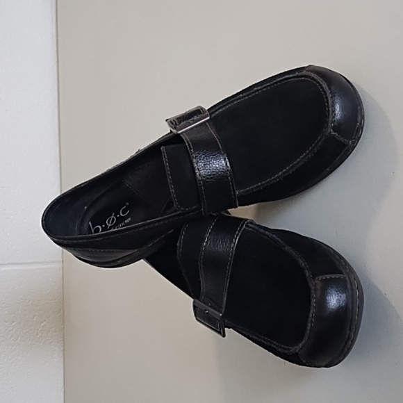 B*O*C Born Black Suede & Leather Loafer Shoes Rubber Bottoms Padded Insole - Picture 11 of 11